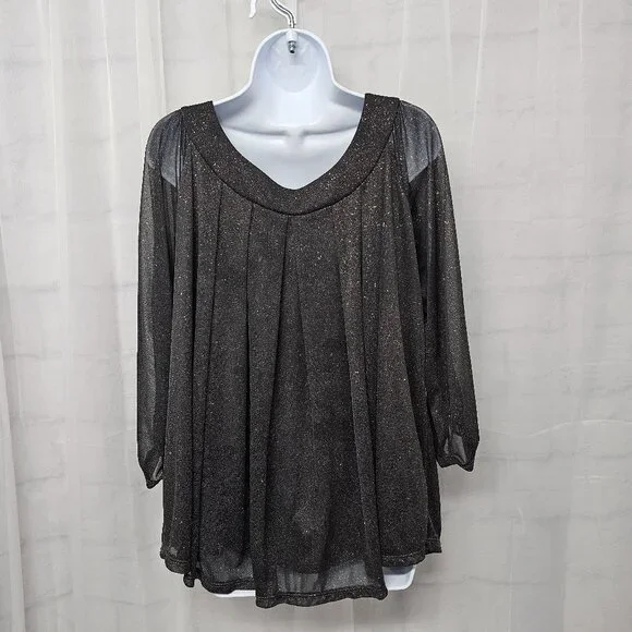 Unbranded Blouse Goth Whimsigoth Fairy Gray Glitter Sheer XL - Picture 7 of 11